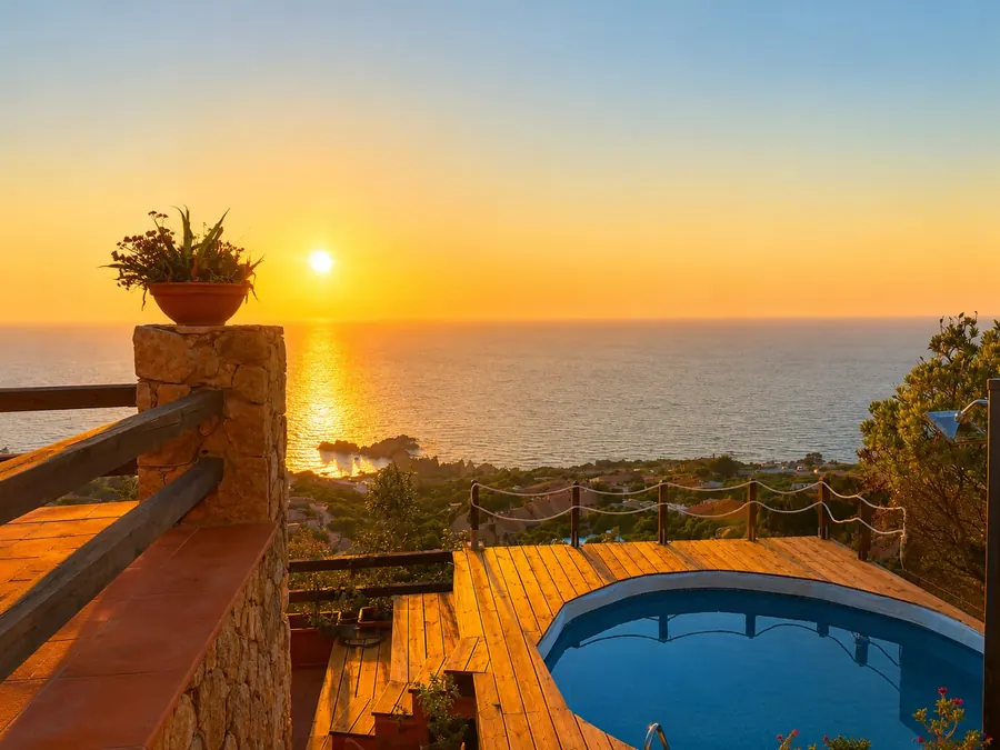 Terrazze e piscina sopra la costa